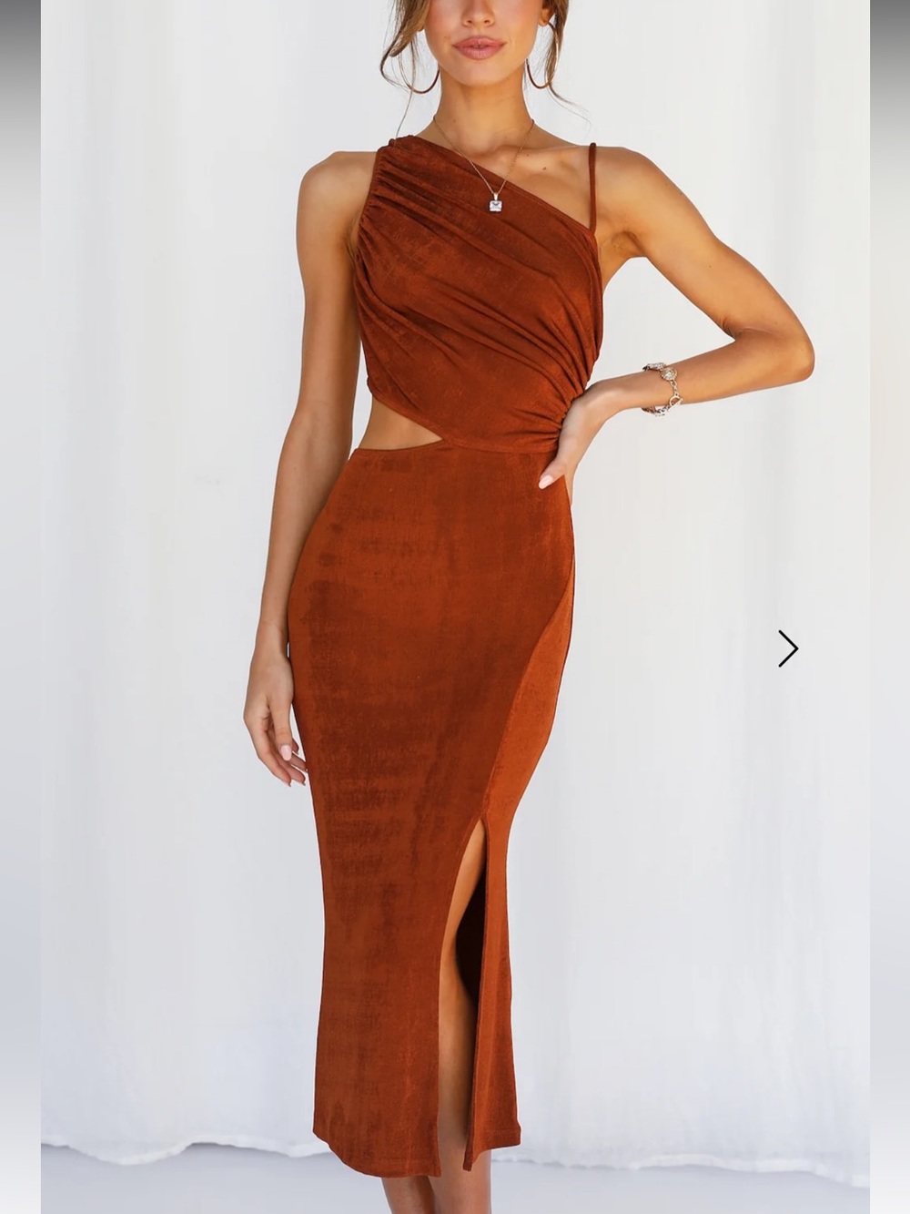 Hello Molly Block it Out Midi Dress in Rust, New Size 10